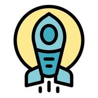 Rocket launching from earth, exploring new horizons in space travel vector
