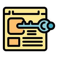 Key unlocking web page, secure access and website security vector