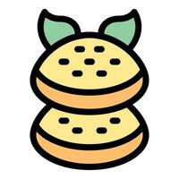 Two burger buns with sesame seeds and leaves showing healthy ingredients vector