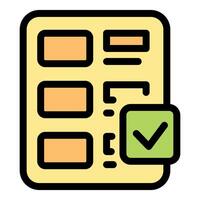 Completing online survey form with checkmark indicating final choice vector