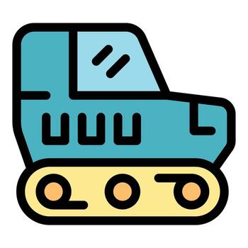 Snowcat driving on continuous track, preparing slopes for skiing vector