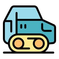 Snowcat grooming machine driving on continuous track vector