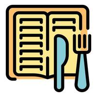 Menu with fork and knife representing restaurant dining experience vector