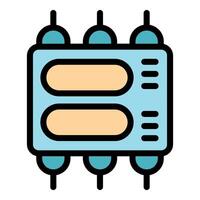 Electronic microchip connecting computing components vector