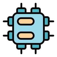 Electronic chip managing data flow, symbolizing technological advancement vector