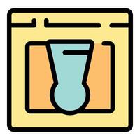 Online chemistry experiment showing erlenmeyer flask on website page vector