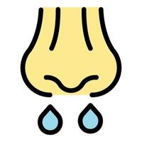 Runny nose showing symptoms of rhinitis or flu vector
