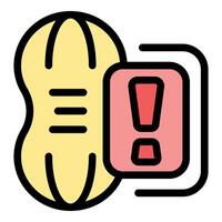 Peanut allergy warning showing nut and exclamation point vector