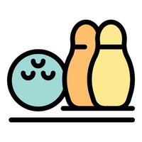 Bowling ball aiming at two bowling pins on bowling lane vector