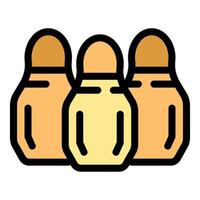 Three honey jars forming a small group are displayed together vector
