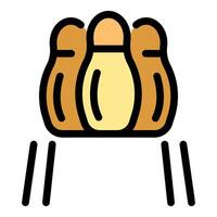 Bowling pins falling down during a strike in a bowling alley vector