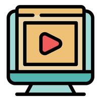 Desktop computer displaying streaming player interface vector