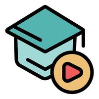 Graduation cap with play button symbolizing online education vector