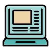 Vintage computer displaying information and featuring multiple buttons vector