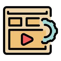 player optimization with gear symbol, enhancing streaming performance vector
