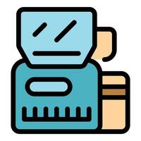 Pos terminal processing credit card payment, printing receipt vector
