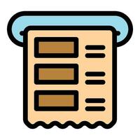 Printing machine issuing a receipt with multiple items listed vector