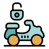 Scooter sharing app unlocking service with open padlock vector