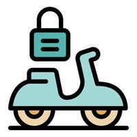 Scooter sharing service ensuring security with modern lock system vector