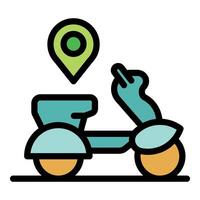 Scooter sharing with location pin showing online delivery service vector
