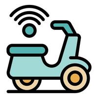 Scooter sharing app connecting to electric scooter via wifi vector