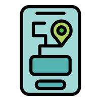 Smartphone showing gps tracking app with location pin and route vector