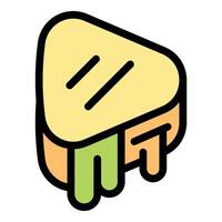Toasted sandwich with melted cheese dripping in isometric view vector