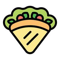 Delicious crepe filled with vegetables and sauce filling icon vector