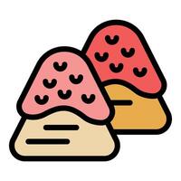 Two colorful strawberry mochi representing japanese rice cakes dessert vector