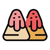 Two mountains with dripping lava, a colorful depiction of volcanic activity vector