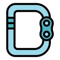 Climbing carabiner keeping climbers safe during ascent vector