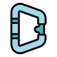 Climbing carabiner keeping climbers safe during ascent vector
