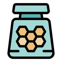 Honey jar with honeycomb pattern preserving freshness and flavor vector