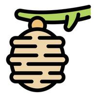 Beehive hanging from a tree branch, producing honey in nature vector