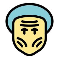 Grandfather face showing wrinkles and bald head with looking up expression cartoon icon illustration vector