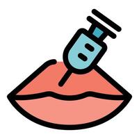 Lip augmentation procedure injecting filler into lips for cosmetic enhancement vector