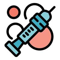 Syringe injecting substance creating bubbles in laboratory experiment vector