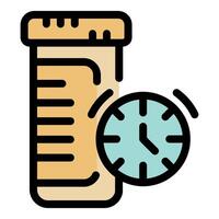 Medicine bottle showing time effect with clock icon vector