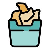 Full archive box with paper documents overflowing representing data storage vector