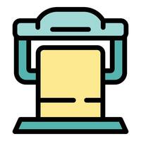 3d printer printing a square object with modern design and futuristic technology vector