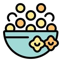 Bowl overflowing with cheerful cereal and star decoration vector