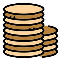 Delicious round pancakes forming two neat stacks, perfect for breakfast vector