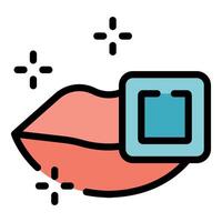 Sparkling lips showing innovative lipstick testing technology vector