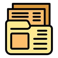 Folder storing files representing data management and organization vector