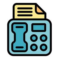 Fax machine printing document with display and buttons vector