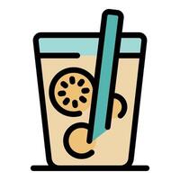 Refreshing citrus drink with straw and fruit slices, perfect summer beverage vector