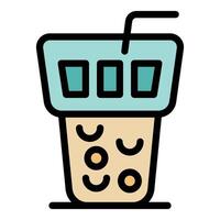 Boba tea cup with lid and straw representing refreshing bubble tea beverage vector