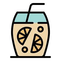 Refreshing citrus drink with straw and orange slices vector