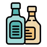 Two bottles showing minimalist product packaging design vector