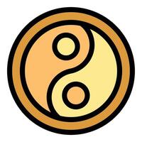 Yin yang symbol representing balance and harmony in gold circle vector